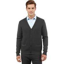 Çizgi Triko Erkek Düğmeli Hırka Cepli Çelik Örgü Klasik Kalıp 5208M BGL-ST04965