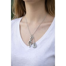 Herşey Nota Sol Anahtarı Figürlü Metal Kolye – Zincirli Tasarım