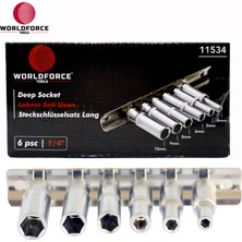 Worldforce World Force - Lokma Seti Uzun 6 Parça 1/4'' 6 Köşe (4,5,6,8,9,10MM)