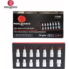 Worldforce World Force - Torx Uçlu Lokma ve E Lokma Seti 14 Parça 1/2'' (E10-E24, T30-T70)