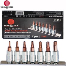 Worldforce World Force - Delikli Torx Uçlu Lokma Seti 7 Parça 1/4'' (TH10,TH15,TH20,TH25,TH27,TH30,TH40)