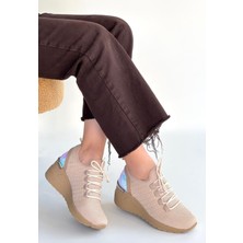 Shoegar Weor Bej Triko Bağcıklı Spor Ayakkabı