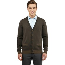 Çizgi Triko Erkek Düğmeli Hırka Cepli Çelik Örgü Klasik Kalıp 5208M BGL-ST04965