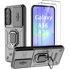 Mopal Samsung A56 Stand Özellikli Sürgülü Darbelere Dayanıklı Slide Silikon Kılıf
