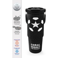 Coral High Siyah Futbol Desenli Pipetli ve Direkt Içim Çelik Termos 900 ml 38722