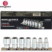 Worldforce World Force - Lokma Seti 7 Parça 1/4'' 6 Köşe (4,5,6,8,9,10,13MM)