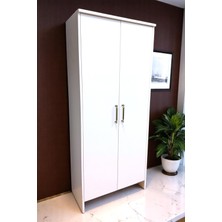 Fsc Mobilya 2 Kapaklı 6 Raflı Beyaz Boy Dolap - Gardırop - Çok Amaçlı Dolap 182CMX80CMX40CM