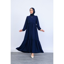 Oktayusta Collection Çift Kat Büzgülü Mevlana Ferace Lacivert