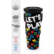 Coral High Siyah Lets Play Desenli Pipetli ve Direkt Içim Çelik Termos 900 ml 38728