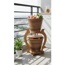 Arbor 2 Katlı Ahşap Stantlı Patates & Soğan Kovası – Mutfak ve Balkon Düzenleyici