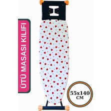 Asev Home Ipli Ayarlanabilir Isıya Dayanıklı Keçeli Büyük Boy Ütü Masası Kılıfı Örtüsü Bezi 55X140CM Love