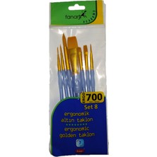 Fanart 700 Serisi Ergonomik Altın Taklon Fırça Seti 7'li Renkli Sanatsal Malzemeler
