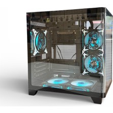 Symoon Anime Karakterli 5 Argb Fanlı Kontrolcü Kumandalı Siyah Akvaryum Kasa