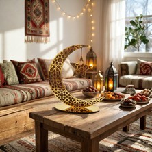 Multi Trendy Ramazan’a Özel Ahşap Altın Pleksi Ay Yıldız Masa Üstü Süsü | Dekoratif Hilal Masa Süsü