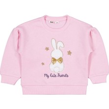 Civil Girls Tavşan Nakışlı 2-5 Yaş Sweatshirt - Pudra