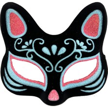 Magicool Siyah Renk Süet Kaplama Üzeri Mavi Kırmızı Simli Kedi Maskesi 17X14 cm