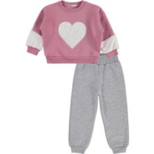 Civil Girls Kalp Nakışlı 2-5 Yaş Eşofman Takımı - Pembe