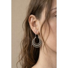 Clandestino Kabartma Detaylı Otantik Halka Küpe Gümüş