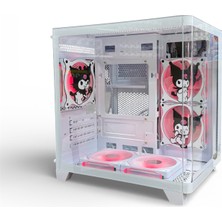 Symoon Kuromi Karakterli 5 Argb Fanlı Kontrolcü Kumandalı Beyaz Akvaryum Kasa