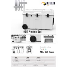 Toco Premium Coolers 90 Lt Premium Tekerlekli Taşınabilir Soğutucu Kamp Buzluğu 90 Qt Kamp ve Araç Termosu Cooler Box