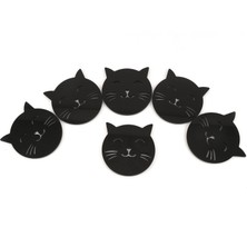 Pikas 6'lı Renkli Düz Kedi Figürlü Çok Amaçlı Pleksi Daire