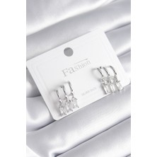 Taş Ve Oyun Atölyesi Taşveoyunatölyesi Pirinç Gümüş Renk 3'lü Sallantı Zirkon Taşlı Küpe TG27BKP8421