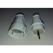 İNWATT Beyaz, Topraklı Dişi Fiş + Topraklı Uzun Tip Erkek Fiş