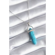 Taş Ve Oyun Atölyesi Taşveoyunatölyesi 316L Çelik Gümüş Renk Mavi Taşlı Model Kadın Kolye TG27BKO8243