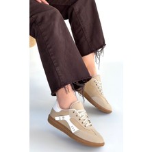 Erbilden Mier Bej Cilt Bağcıklı Spor Ayakkabı