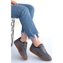 Erbilden Lendo Gri Süet Bağcıklı Spor Ayakkabı