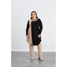 JOOQSTORE Siyah Vizon Geçişli Tunik