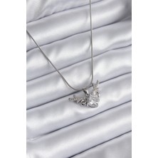 Taş Ve Oyun Atölyesi Taşveoyunatölyesi 316L Çelik Gümüş Renk Zirkon Taşlı Boynuz Model Kadın Kolye TG27BKO8133