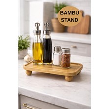 İliva Bambu Sunumluk Stand – Yağlık & Baharatlık Organizer, Tezgah Üstü Çok Amaçlı Bambu Stand