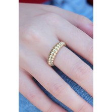 Taş Ve Oyun Atölyesi Taşveoyunatölyesi Gold Renk Sarmal Model Kadın Yüzük TG27BYK2589