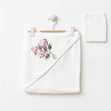 Eda Baby Ortanca Nakışlı Pamuklu Kapüşonlu Bebek Havlusu 90X90