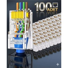 Derwell 100 Adet Yeni Nesil RJ45 Cat5/cat6 Delikli Jack Konnektör - Yeni Nesil Ez Delikli RJ45 Network Jack Network Utp 30μ Jack