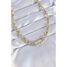 Taş Ve Oyun Atölyesi Taşveoyunatölyesi Vip Seri Pirinç Çift Renk Zirkon Taşlı Içi Boş Kalp Tasarımlı Kolye TG27BKO8870