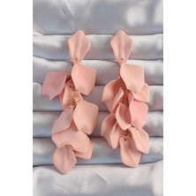 Taş Ve Oyun Atölyesi Taşveoyunatölyesi Pirinç Pudra Renk Sallantılı Yaprak Model Küpe TG27BKP9180