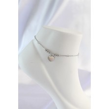 Taş Ve Oyun Atölyesi Taşveoyunatölyesi 316L Çelik Gümüş Renk Zirkon Taş Detay Kalpli Halhal TG27HH1578