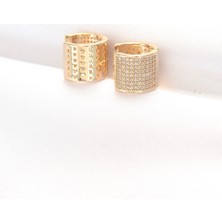 Taş Ve Oyun Atölyesi Taşveoyunatölyesi Pirinç Gold Renk Taşlı Minimal Küpe TG27BKP8890