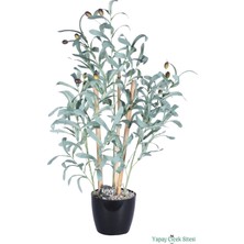 Yapay Çiçek Sitesi Plastik Saksıda Bambulu Zeytin Ağacı 80 cm