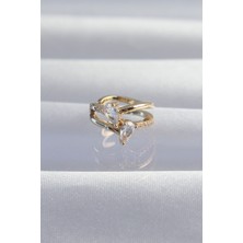 Taş Ve Oyun Atölyesi Taşveoyunatölyesi Pirinç Gold Renk Zirkon Taşlı Damla Earcuff Küpe TG27BKP9335