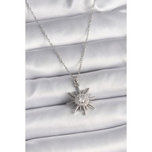 Taş Ve Oyun Atölyesi Taşveoyunatölyesi 316L Çelik Gümüş Renk Zincir Zirkon Taşlı Güneş Model Kadın Yüzük TG27BKO9562