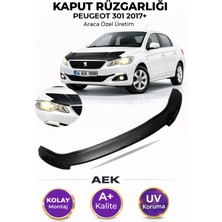 AEK Modern Peugeot 301 2017+ Araca Özel Üretim "4mm" Kaput Rüzgarlığı A+ (Pianoblack)