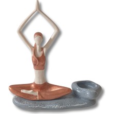 Yogacı Kız Polyester Çubuk Tütsülük ve   Tealight Mumluk Bakır