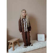 Miniko Kids Kız Çocuk Hırkalı Güpürlü Düğmeli Triko Takım