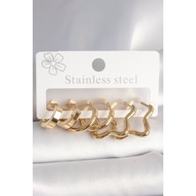 Taş Ve Oyun Atölyesi Taşveoyunatölyesi 316L Çelik Gold Renk Yıldız Halka Model Kadın Küpe Seti TG27BKP10392