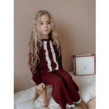Miniko Kids Kız Çocuk Hırkalı Güpürlü Düğmeli Triko Takım