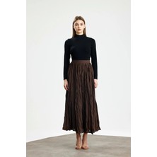 Pamuk Vual Crush Etek Kahve