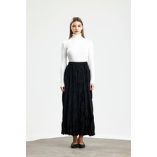 Saten Crush Etek Siyah